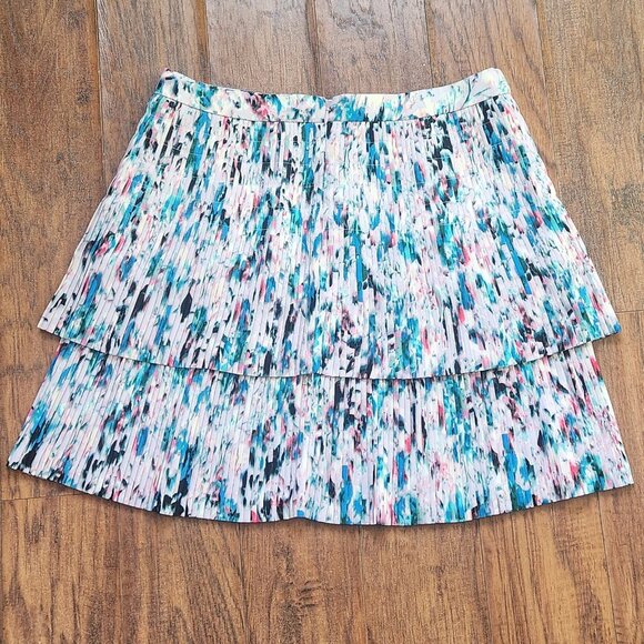 J. Crew Tier Pleated Skirt Size 8 Watercolor Mini A-line - Picture 5 of 11